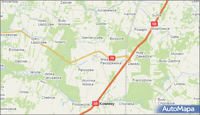 mapa Wola Pękoszewska, Wola Pękoszewska na mapie Targeo