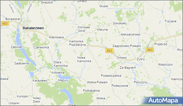 mapa Zajączkowo gmina Bakałarzewo, Zajączkowo gmina Bakałarzewo na mapie Targeo