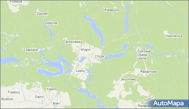mapa Chyże gmina Bierzwnik, Chyże gmina Bierzwnik na mapie Targeo