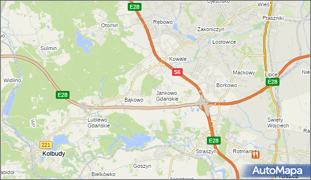 mapa Jankowo Gdańskie, Jankowo Gdańskie na mapie Targeo