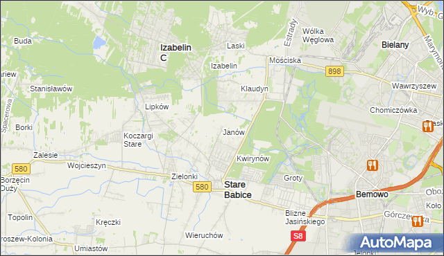 mapa Janów gmina Stare Babice, Janów gmina Stare Babice na mapie Targeo