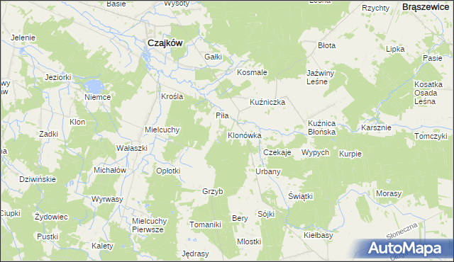 mapa Klonówka gmina Klonowa, Klonówka gmina Klonowa na mapie Targeo