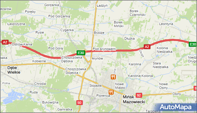 mapa Królewiec gmina Mińsk Mazowiecki, Królewiec gmina Mińsk Mazowiecki na mapie Targeo