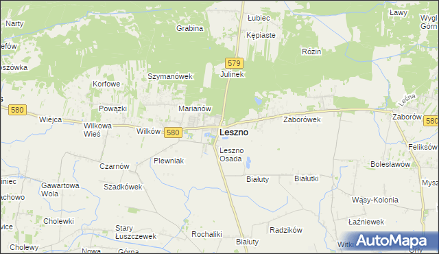 mapa Leszno powiat warszawski zachodni, Leszno powiat warszawski zachodni na mapie Targeo