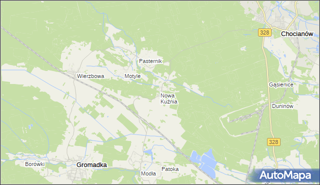 mapa Nowa Kuźnia gmina Gromadka, Nowa Kuźnia gmina Gromadka na mapie Targeo