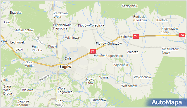 mapa Piotrów-Zagościniec, Piotrów-Zagościniec na mapie Targeo
