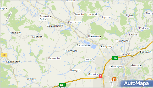 mapa Piszkowice, Piszkowice na mapie Targeo