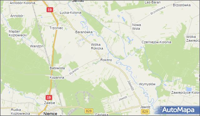 mapa Rokitno gmina Lubartów, Rokitno gmina Lubartów na mapie Targeo