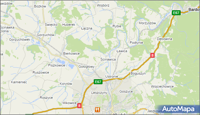 mapa Ścinawica, Ścinawica na mapie Targeo