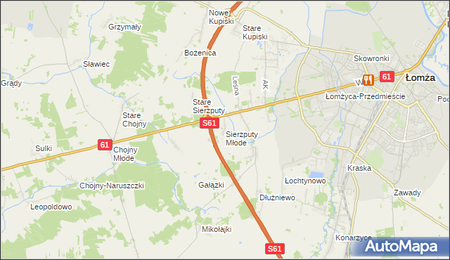 mapa Sierzputy Młode, Sierzputy Młode na mapie Targeo