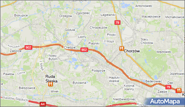 mapa Świętochłowice, Świętochłowice na mapie Targeo