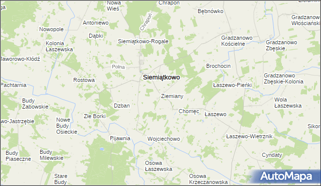 mapa Ziemiany gmina Siemiątkowo, Ziemiany gmina Siemiątkowo na mapie Targeo