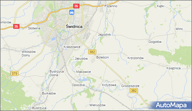 mapa Boleścin gmina Świdnica, Boleścin gmina Świdnica na mapie Targeo