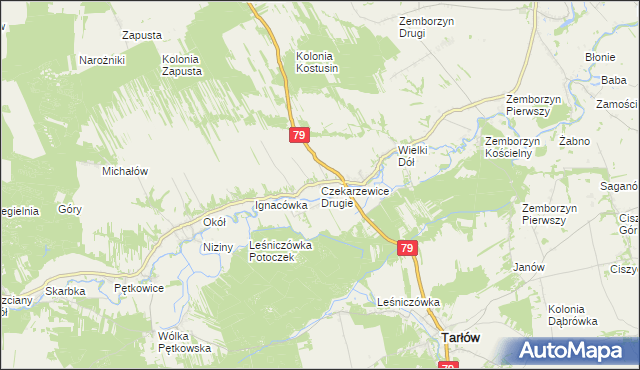 mapa Czekarzewice Drugie, Czekarzewice Drugie na mapie Targeo