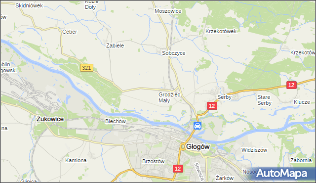 mapa Grodziec Mały, Grodziec Mały na mapie Targeo