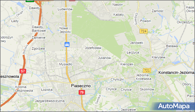 mapa Julianów gmina Piaseczno, Julianów gmina Piaseczno na mapie Targeo