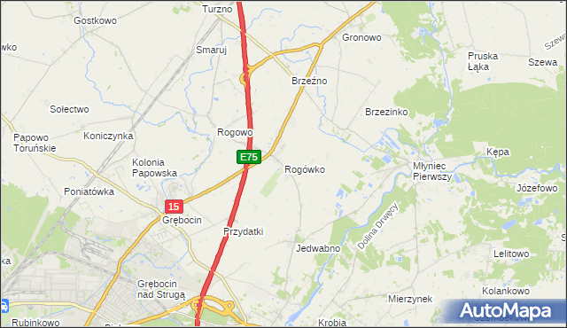 mapa Rogówko gmina Lubicz, Rogówko gmina Lubicz na mapie Targeo