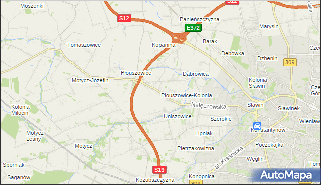 mapa Płouszowice-Kolonia, Płouszowice-Kolonia na mapie Targeo