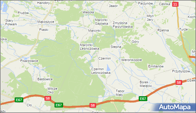 mapa Czermin gmina Bralin, Czermin gmina Bralin na mapie Targeo