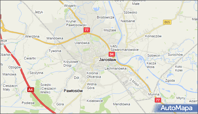 mapa Jarosławia, Jarosław na mapie Targeo