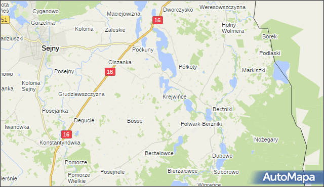 mapa Krejwińce, Krejwińce na mapie Targeo