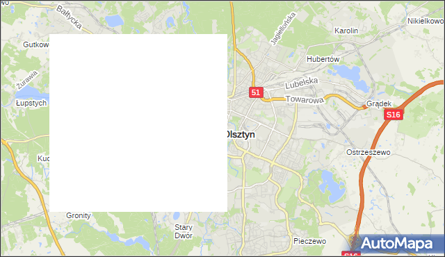 mapa Olsztyna, Olsztyn na mapie Targeo