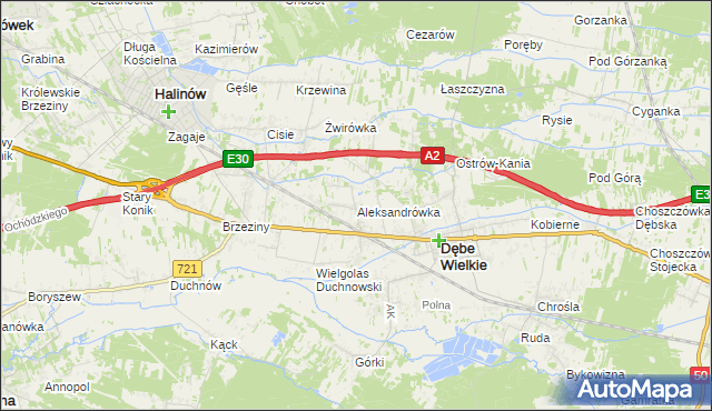 mapa Aleksandrówka gmina Dębe Wielkie, Aleksandrówka gmina Dębe Wielkie na mapie Targeo