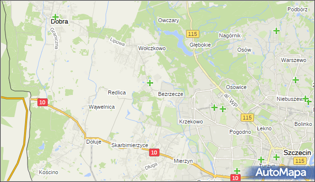 mapa Bezrzecze, Bezrzecze na mapie Targeo