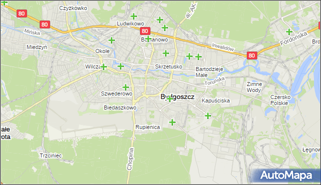 mapa Bydgoszczy, Bydgoszcz na mapie Targeo