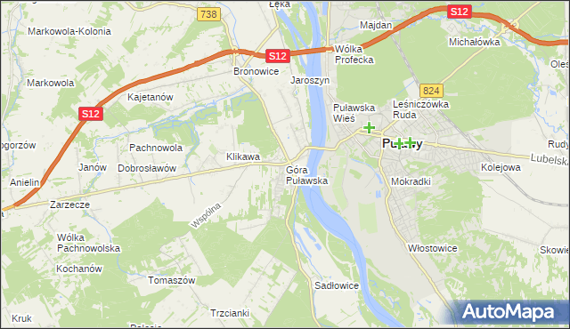 mapa Góra Puławska, Góra Puławska na mapie Targeo