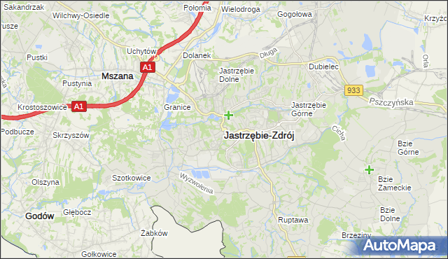 mapa Jastrzębie-Zdrój, Jastrzębie-Zdrój na mapie Targeo