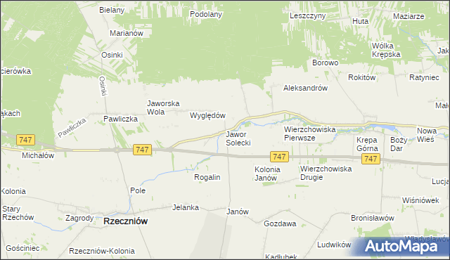 mapa Jawor Solecki, Jawor Solecki na mapie Targeo