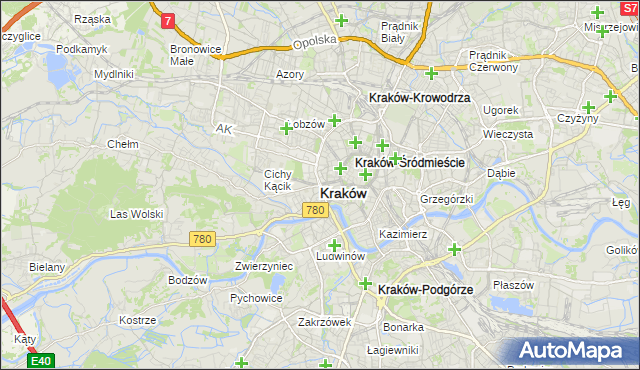 mapa Krakowa, Kraków na mapie Targeo