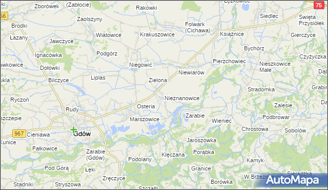 mapa Nieznanowice gmina Gdów, Nieznanowice gmina Gdów na mapie Targeo