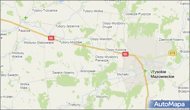 mapa Osipy-Wydziory Pierwsze, Osipy-Wydziory Pierwsze na mapie Targeo