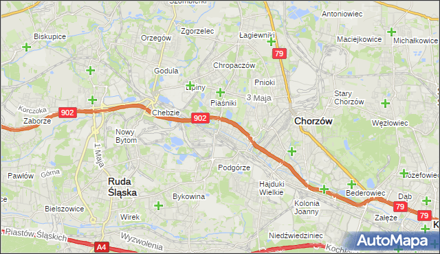 mapa Świętochłowice, Świętochłowice na mapie Targeo