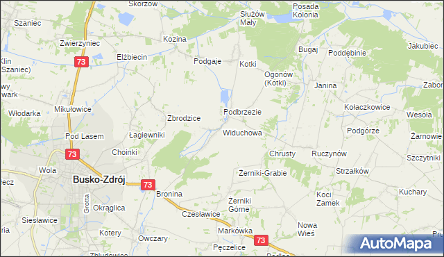 mapa Widuchowa gmina Busko-Zdrój, Widuchowa gmina Busko-Zdrój na mapie Targeo