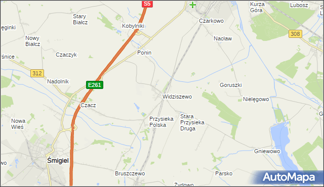 mapa Widziszewo, Widziszewo na mapie Targeo