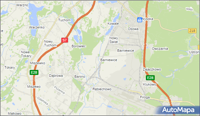 mapa Barniewice, Barniewice na mapie Targeo