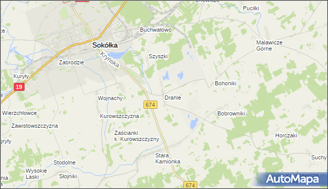 mapa Drahle, Drahle na mapie Targeo