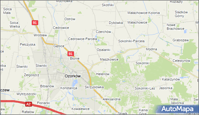 mapa Maszkowice gmina Ozorków, Maszkowice gmina Ozorków na mapie Targeo