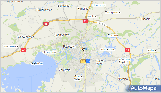 mapa Nysy, Nysa na mapie Targeo