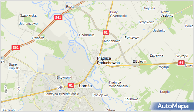 mapa Piątnica Poduchowna, Piątnica Poduchowna na mapie Targeo