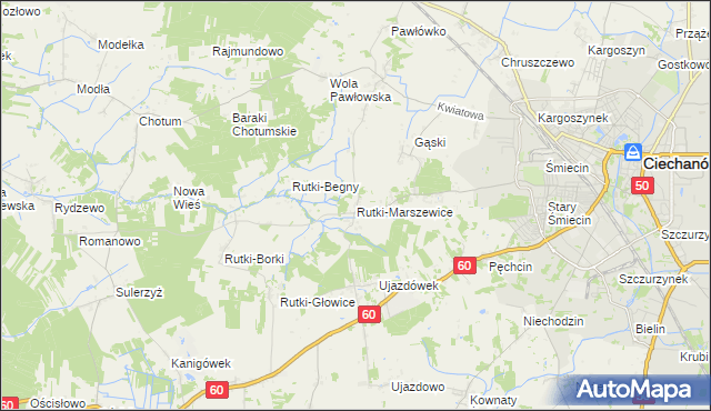 mapa Rutki-Marszewice, Rutki-Marszewice na mapie Targeo