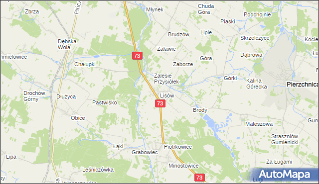 mapa Lisów gmina Morawica, Lisów gmina Morawica na mapie Targeo