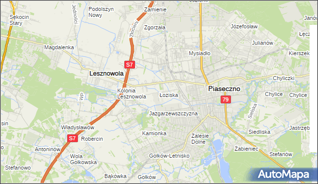 mapa Łoziska, Łoziska na mapie Targeo