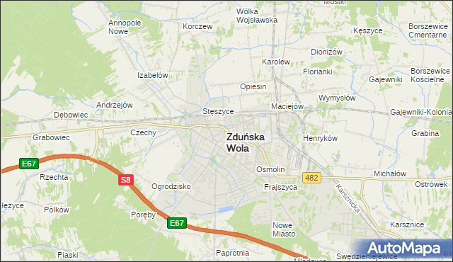 mapa Zduńska Wola, Zduńska Wola na mapie Targeo