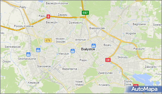 mapa Białegostoku, Białystok na mapie Targeo