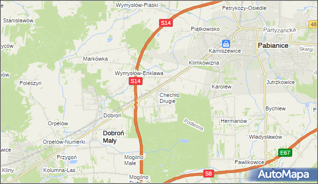 mapa Chechło Drugie, Chechło Drugie na mapie Targeo