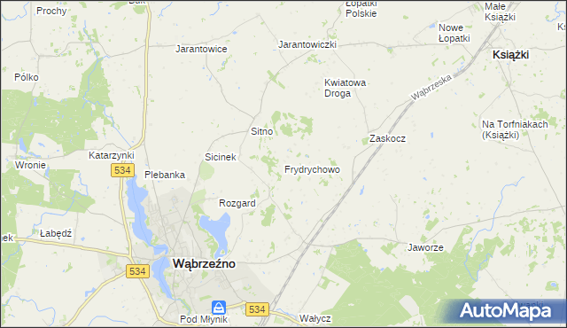 mapa Frydrychowo gmina Ryńsk, Frydrychowo gmina Ryńsk na mapie Targeo